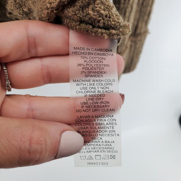 Two by Vince Camuto Women's Olive Green Thick Cotton Tweed Button Down Cardi |M - Picture 5 of 9